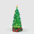 EDG Albero di Natale Crystal Retrò con LED H.31 cm – Verde, Lucine Colorate e Base Pacchi Regalo
