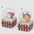 EDG Sfera ad acqua Babbo e renna con musica e LED, H 14,5 cm, Ø 10,5 cm