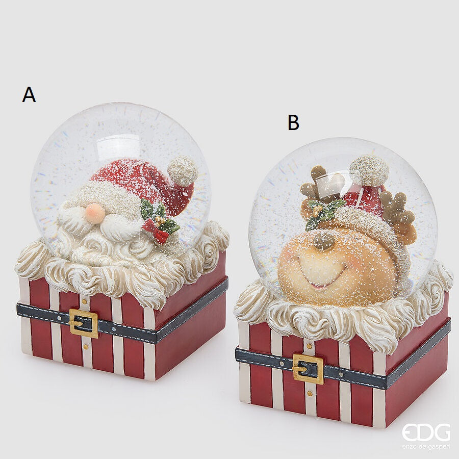 EDG Sfera ad acqua Babbo e renna con musica e LED, H 14,5 cm, Ø 10,5 cm