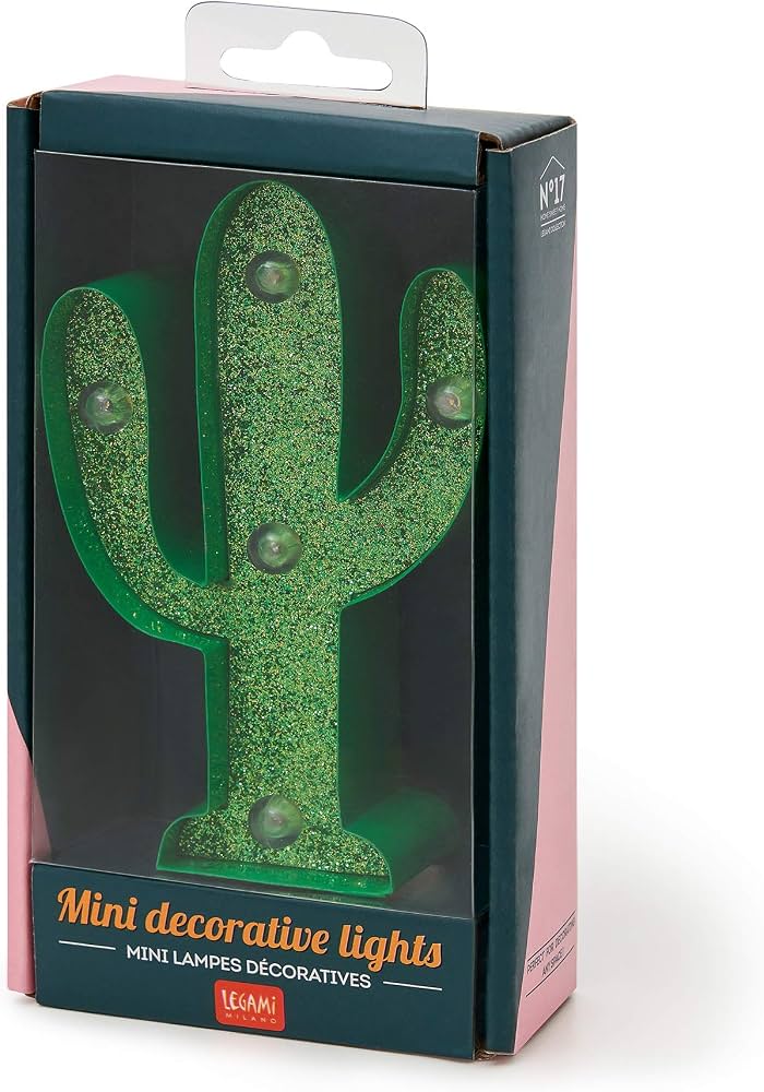 LEGAMI - MINI LUCE DECORATIVA - CACTUS CON GLITTER