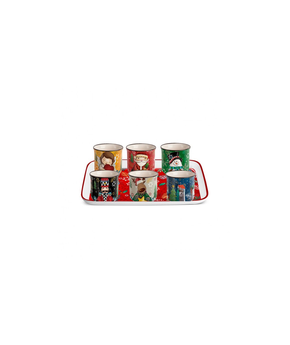SET 6 BICCHIERINI NATALE + VASSOIO