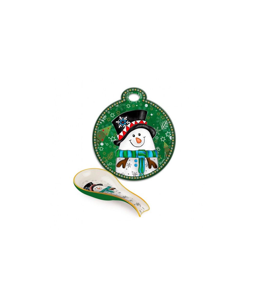 SET S/PENTOLA E P/MESTOLO NATALE PUPAZZO DI NEVE CERAMICA