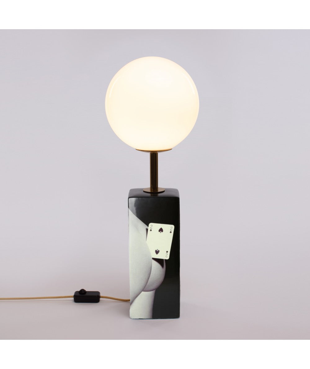 LAMPADA DA TAVOLO A LED IN PORCELLANA "TP" Cm.24 h.70-TWO OF SPADES
