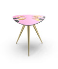 TAVOLINO LEGNO GAMBE METALLO"TOILETPAPER" Cm.57x57 h.48 -PINK LIPSTICKS