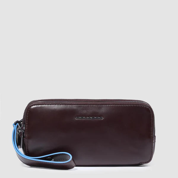 PIQUADRO - Pochette uomo in pelle a tre scomparti con polsiera rimovibile e protezione RFID
