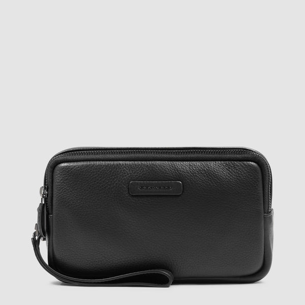 PIQUADRO - POCHETTE UOMO IN PELLE A 2 SCOMPARTI NERO