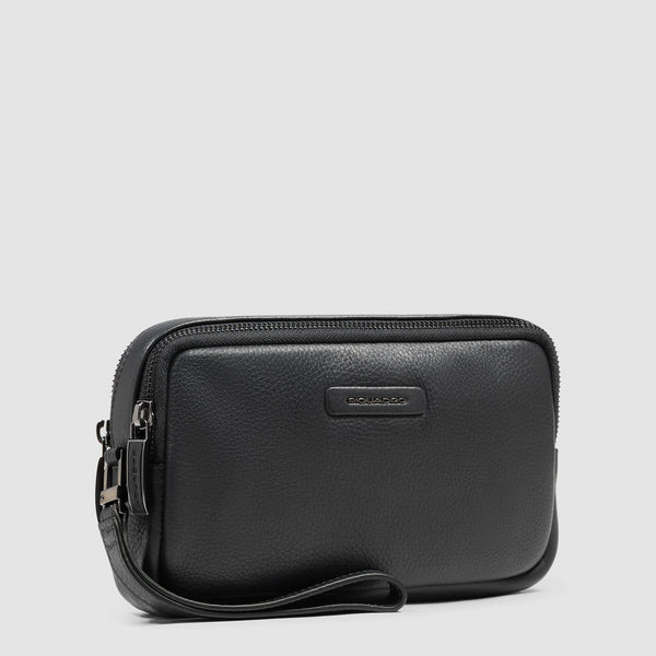 PIQUADRO - POCHETTE UOMO IN PELLE A 2 SCOMPARTI NERO