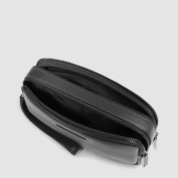 PIQUADRO - POCHETTE UOMO IN PELLE A 2 SCOMPARTI NERO