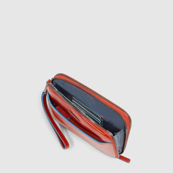 PIQUADRO - Pochette uomo in pelle a tre scomparti con polsiera rimovibile e protezione RFID