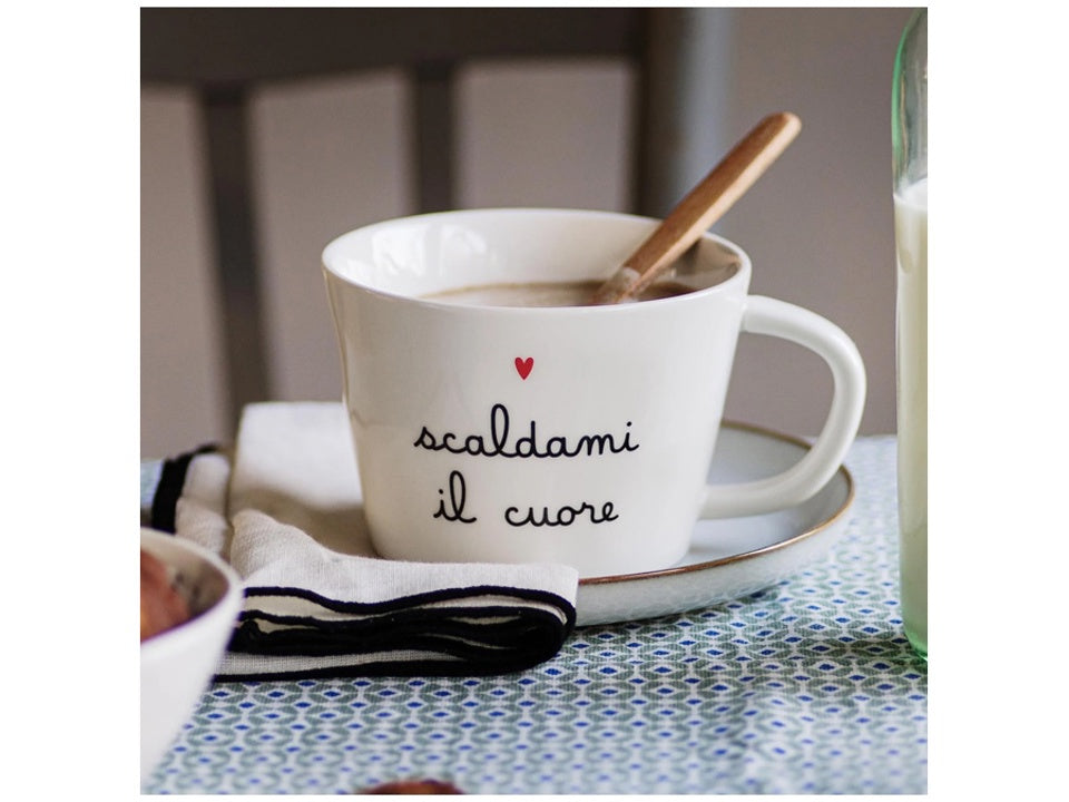 Simple Day Set 2 Tazze da Colazione in Grès - Decoro Scaldami il cuore