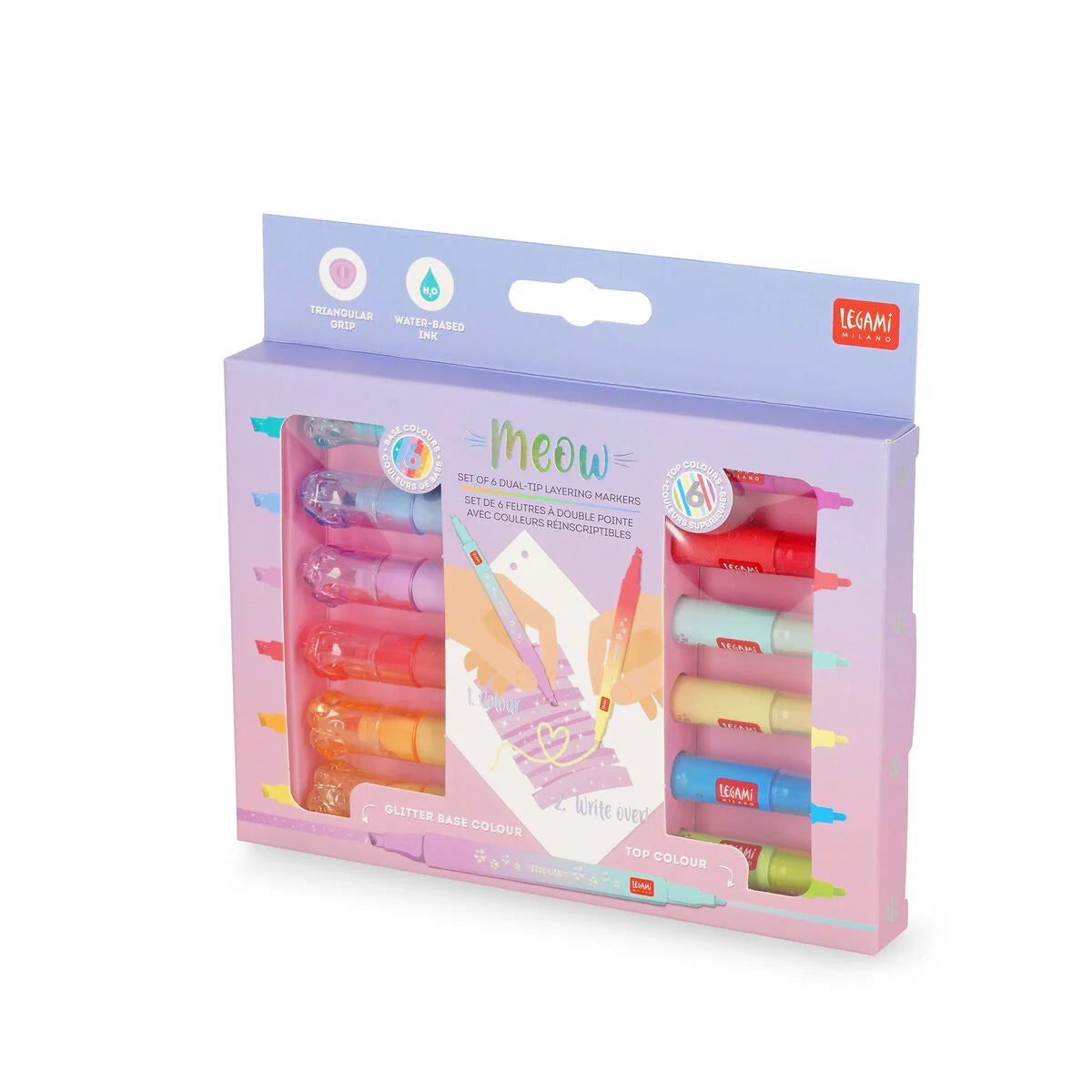 LEGAMI - Meow - Set di 6 Pennarelli Doppia Punta Sovrascrivibili