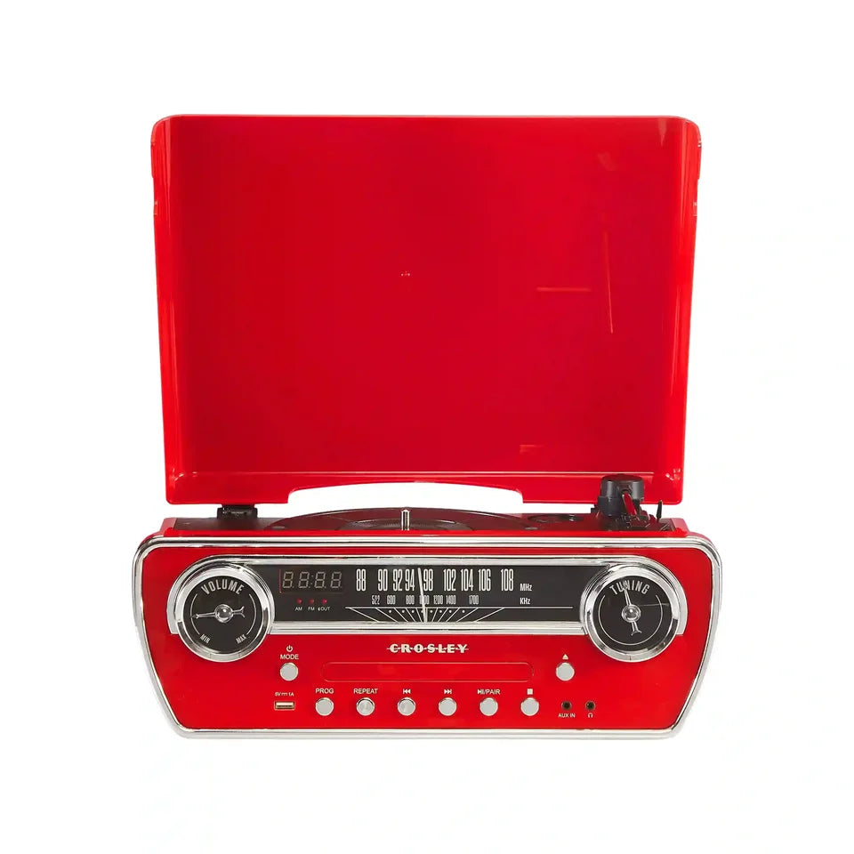Crosley Powel Giradischi 7 in 1 Bluetooth Rosso