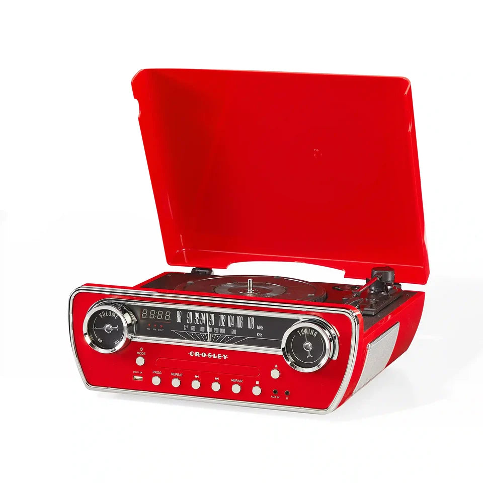 Crosley Powel Giradischi 7 in 1 Bluetooth Rosso