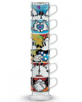 Egan Disney Set 6 tazzine Mikey + Minnie mouse impilabili + porta tazzine in metallo