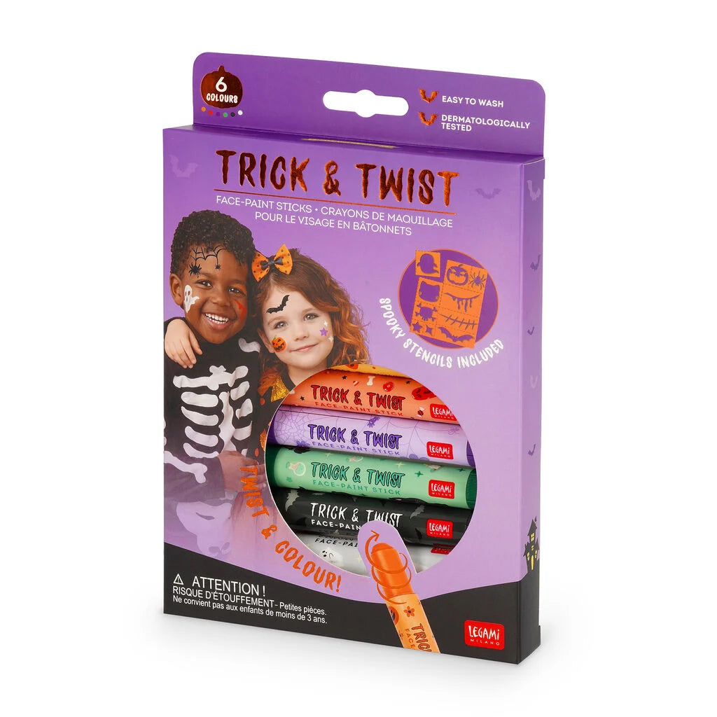 Legami Halloween - Set di 6 Trucchi Viso in Stick con Stencil - Trick & Twist