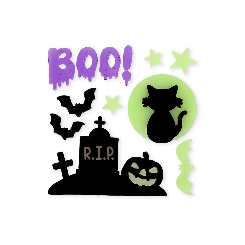 Legami Halloween - Set di 13 Adesivi in Gel Fosforescenti per Finestre - Windo-Glow - Gatto Nero