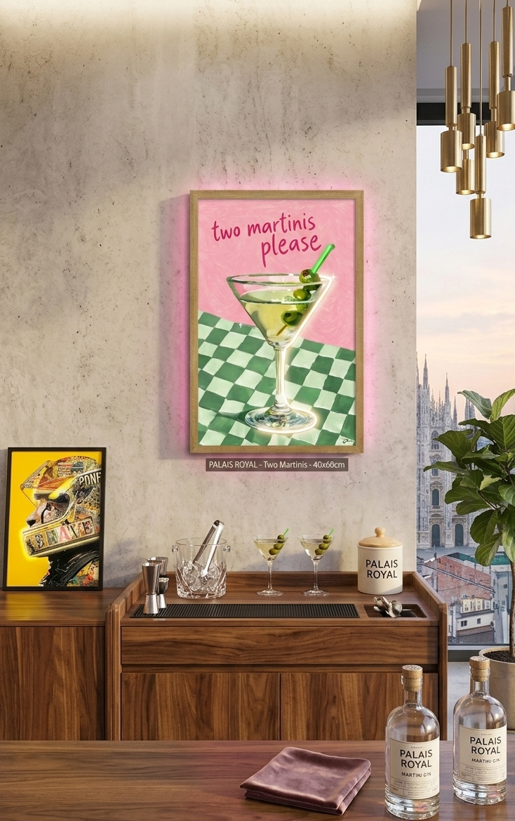 Palais Royal – Quadro LED Two Martinis, Cocktail Art, 40x60 cm