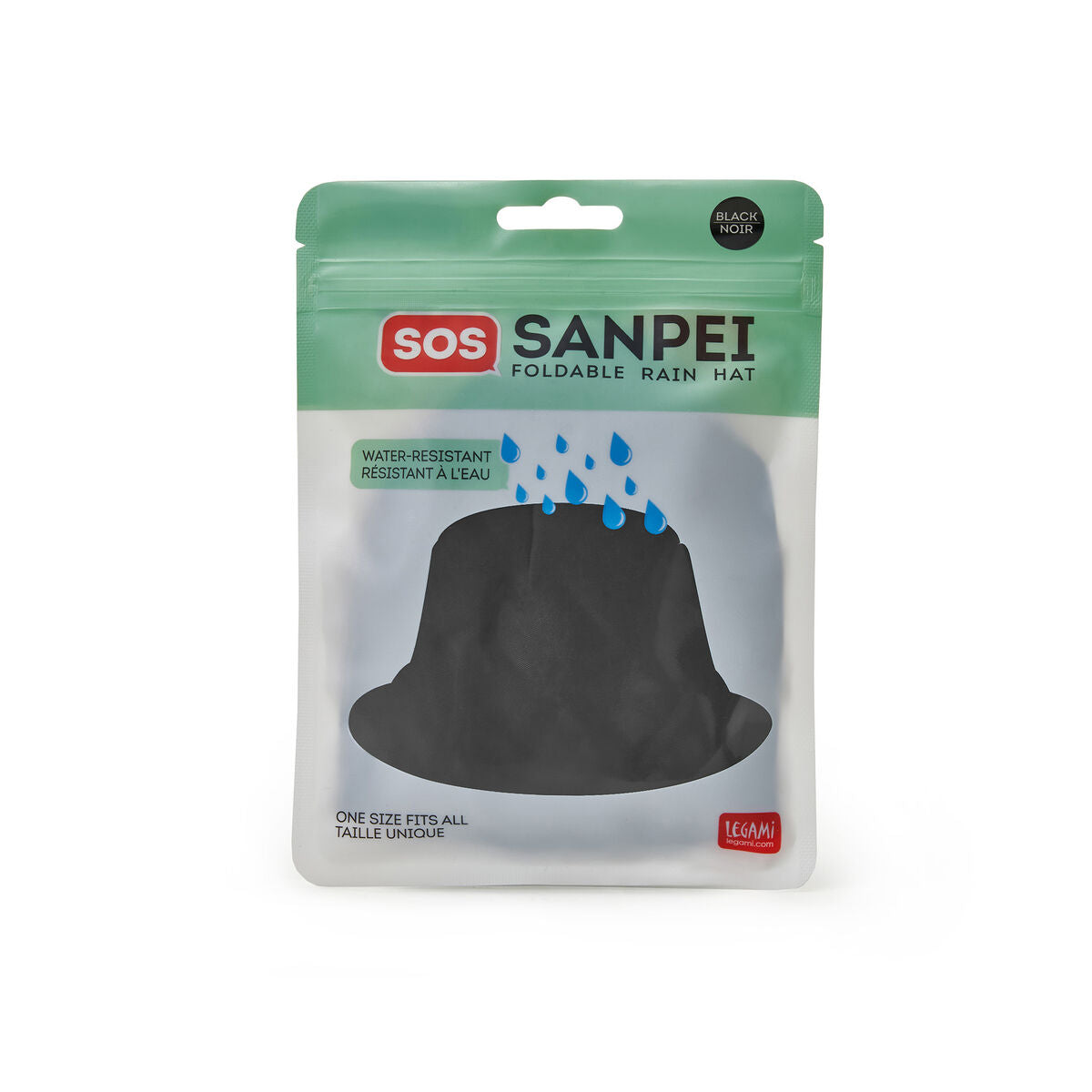 LEGAMI - SOS SANPEI-Cappello Antipioggia Pieghevole - NERO