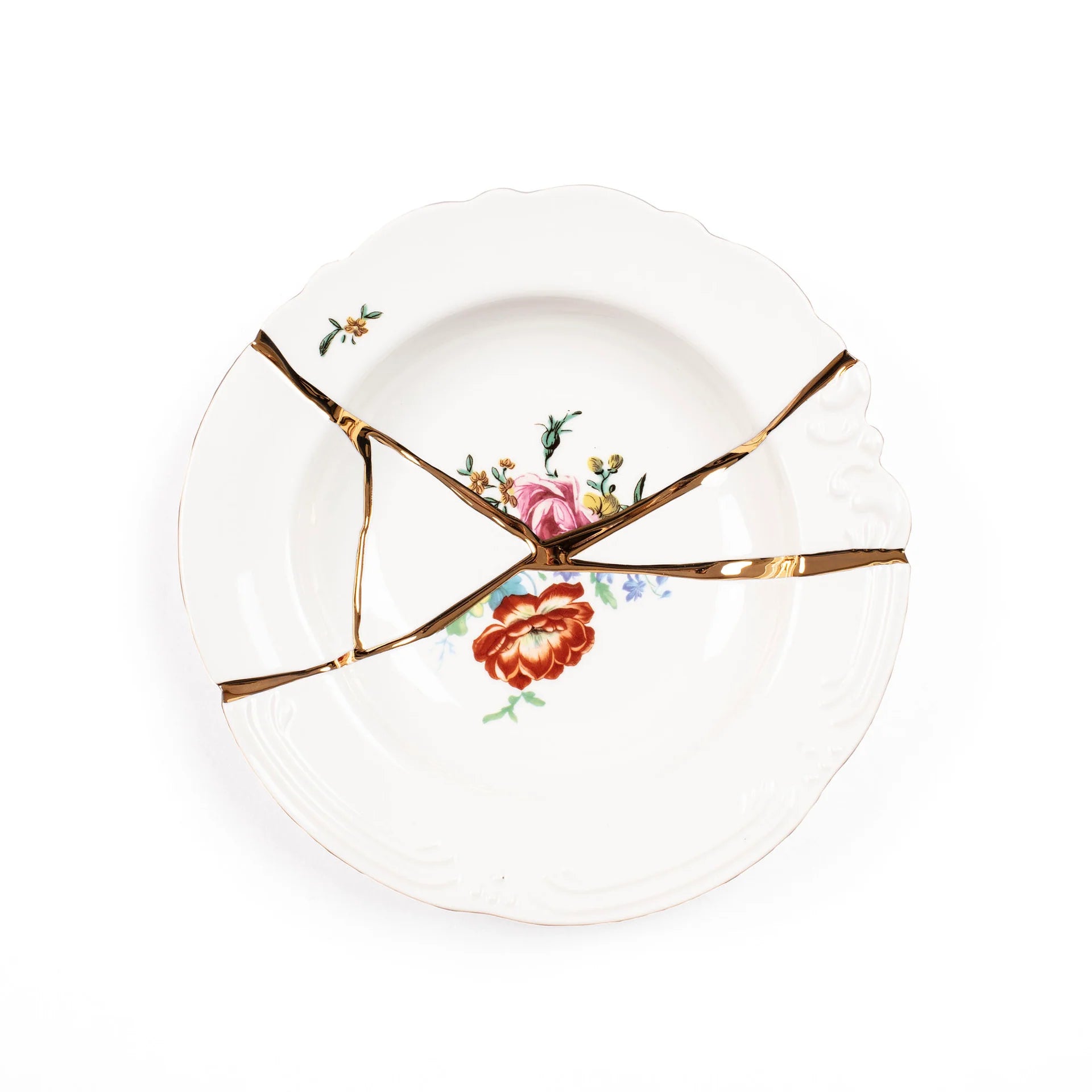 SELETTI PIATTO FONDO IN PORCELLANA Cm.22 h.4 "KINTSUGI-n'2"