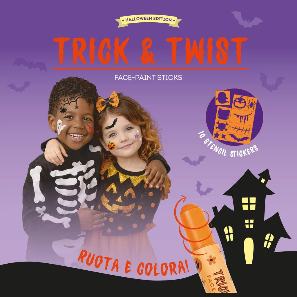 Legami Halloween - Set di 6 Trucchi Viso in Stick con Stencil - Trick & Twist
