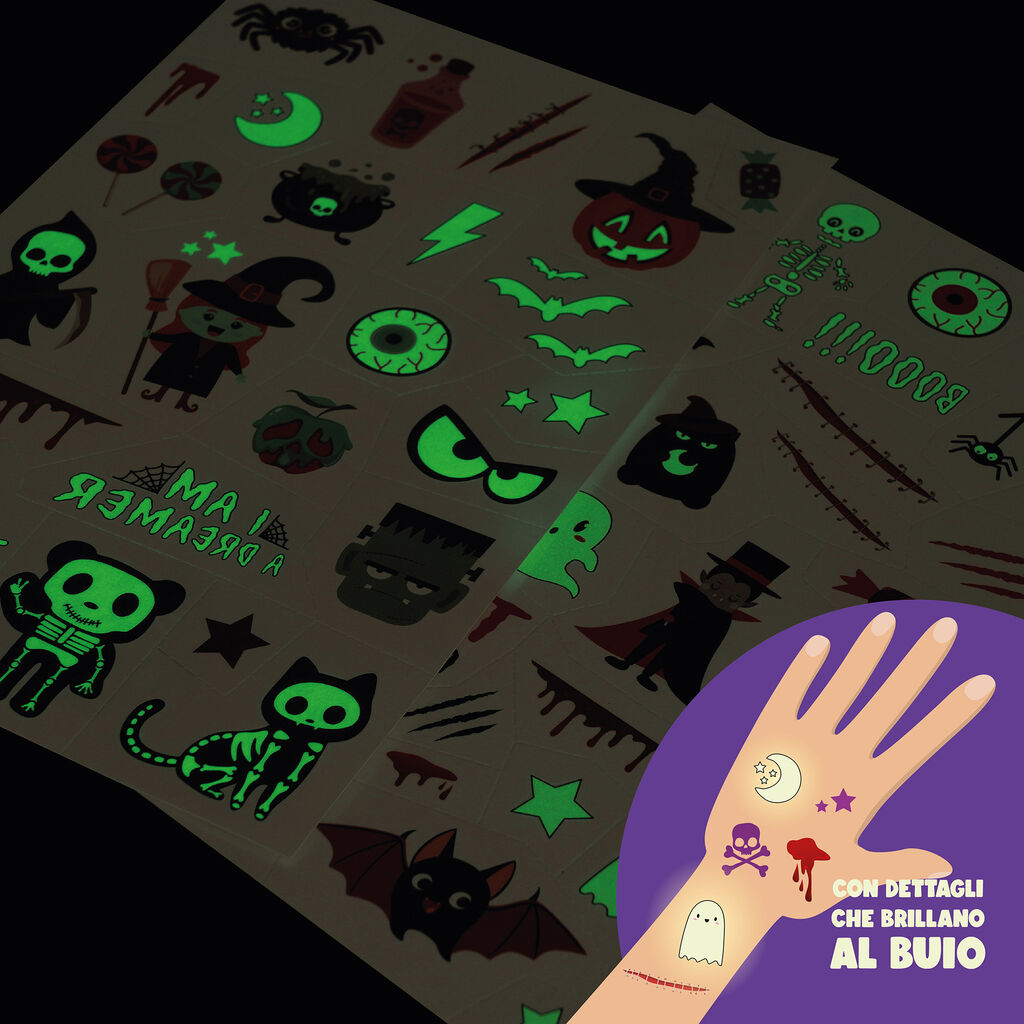 Legami Halloween - Set di Tatuaggi Temporanei Halloween - Oltre 50 Tattoo Fosforescenti