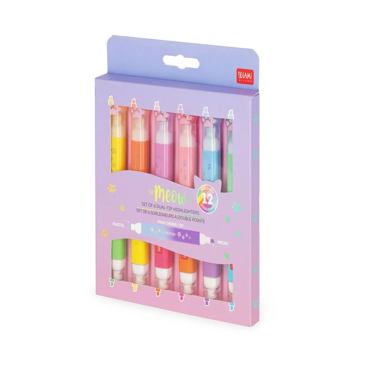 LEGAMI - Set di 6 Evidenziatori Pastello Doppia Punta - Kitty