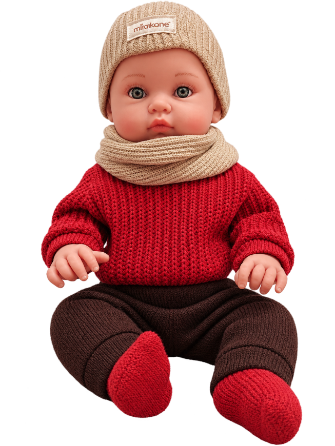 MINIKANE - Augustin – Bambolotto 47 cm con Abiti Invernali Beige | Les Bambinis