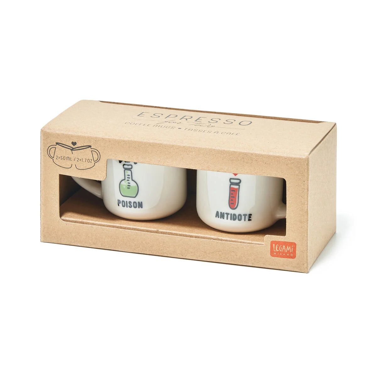LEGAMI Set di 2 Tazzine da Caffè - Poison and Antidote - Espresso For Two
