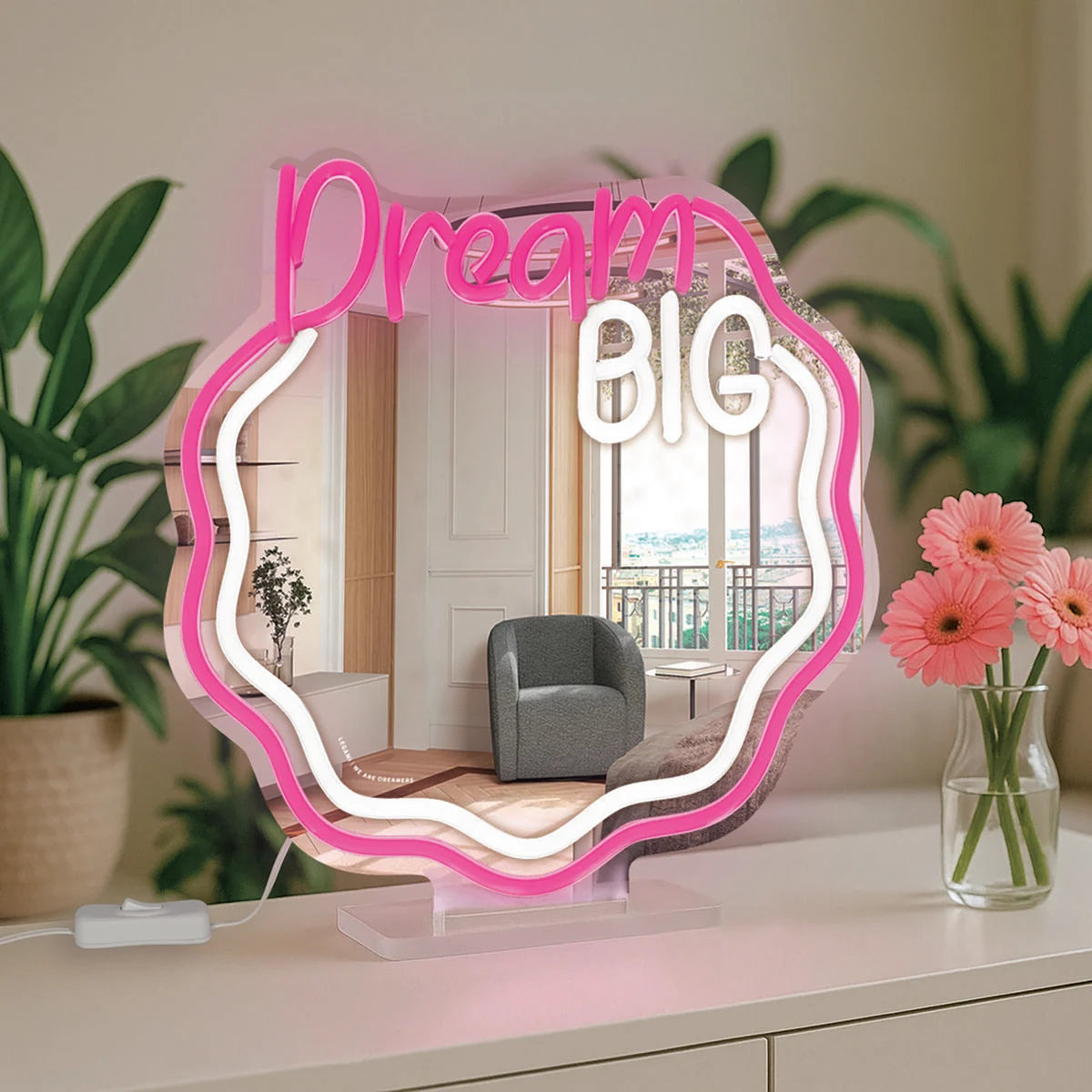 LEGAMI - It's a Sign - Mirror Neon-Effect LED Light - Dream Big