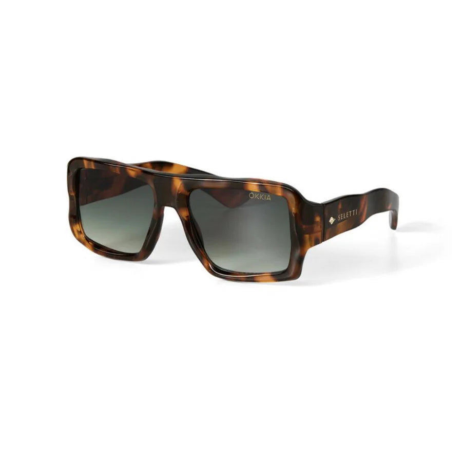 SELETTI X OKKIA - Occhiali da sole Kansas - Montatura Havana classica - Lenti sfumate verdi - Finitura lucida
