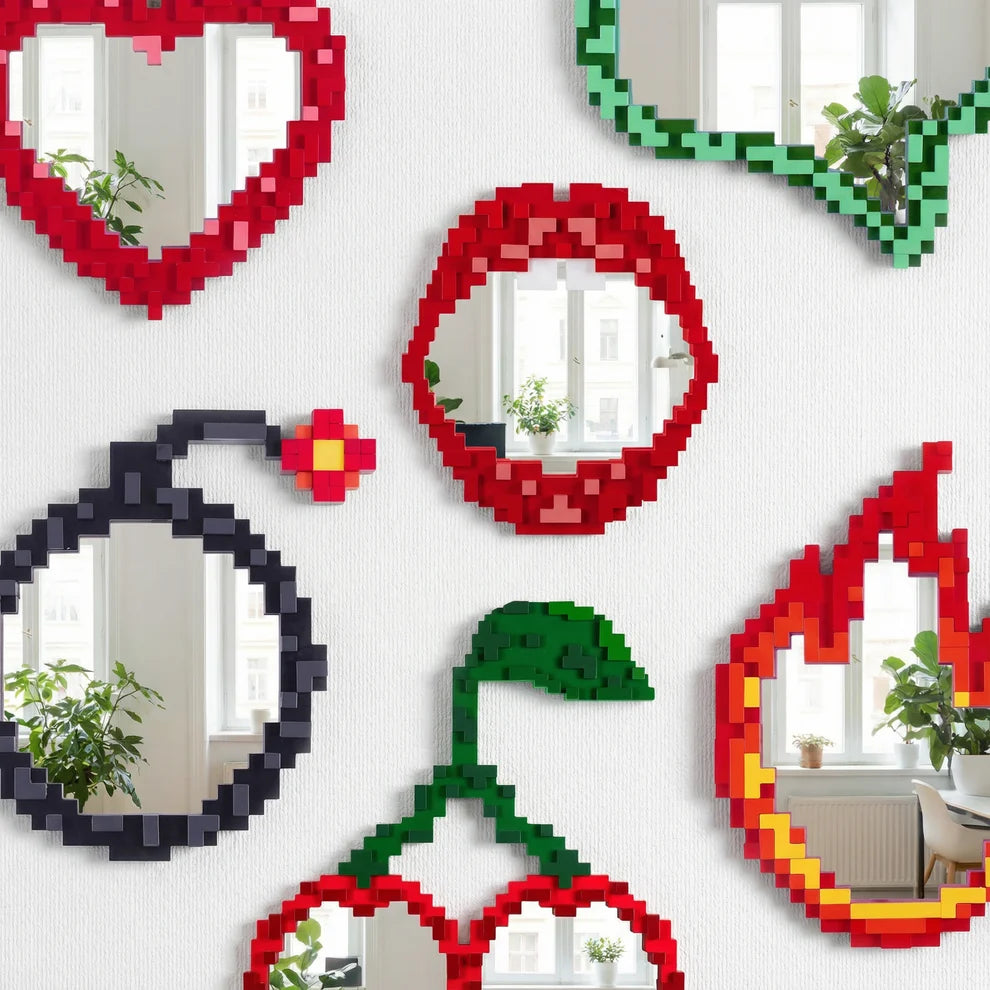 SPECCHIO "PIXEL MIRROR" CON CORNICE IN MDF CM 70 x 3,6 x 76 - CHERRIES