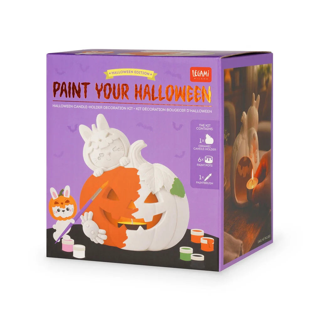 Legami Halloween - Kit Creativo Portacandela in Ceramica da Dipingere - Coniglietto
