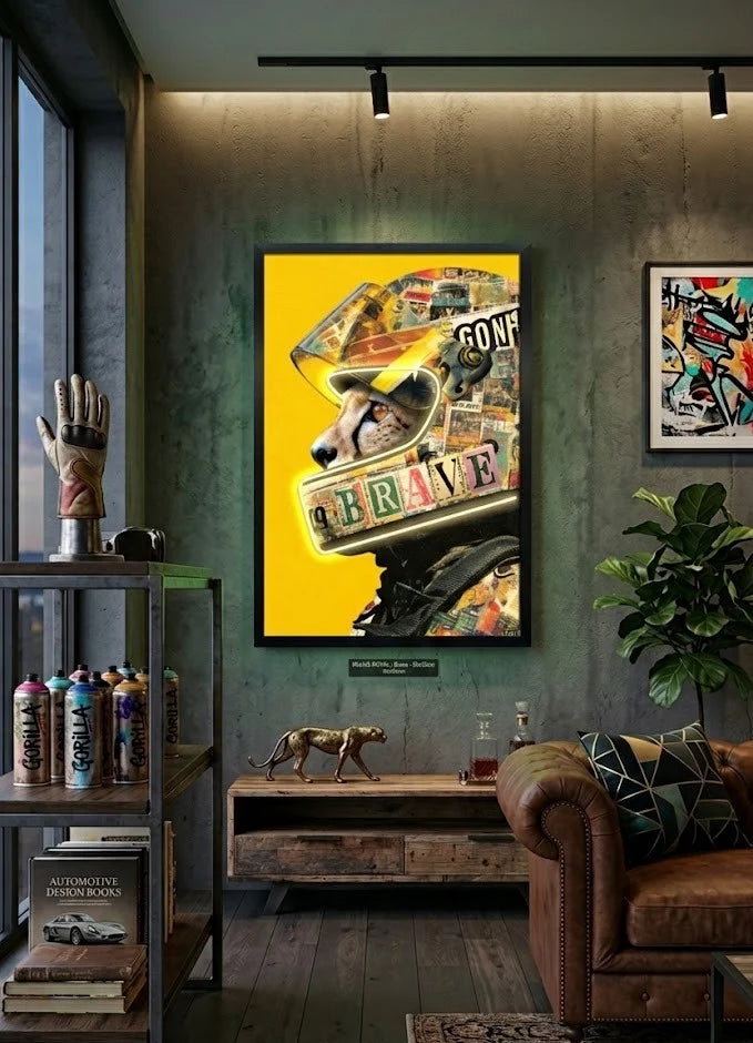 Palais Royal – Quadro Leopardo con Casco, Pop Art, 60x90 cm