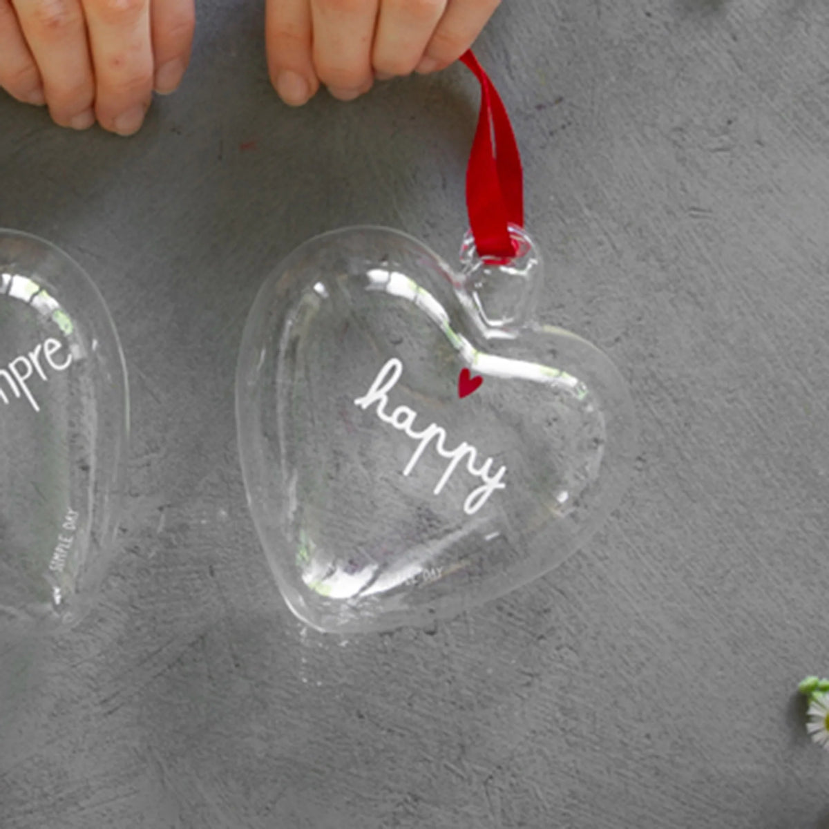 Simple Day Pallina a Cuore in Vetro Borosilicato 11 cm - Happy