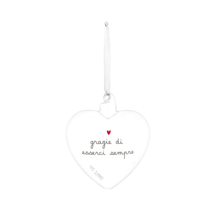 Simple Day Pallina a Cuore in Vetro Borosilicato 11 cm - Grazie di esserci sempre