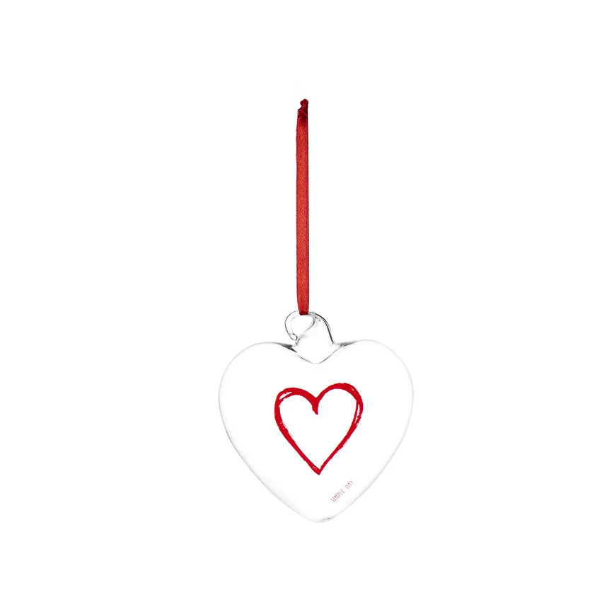 Simple Day Pallina a Cuore in Vetro Borosilicato 11 cm - Cuore Graffiti Rosso