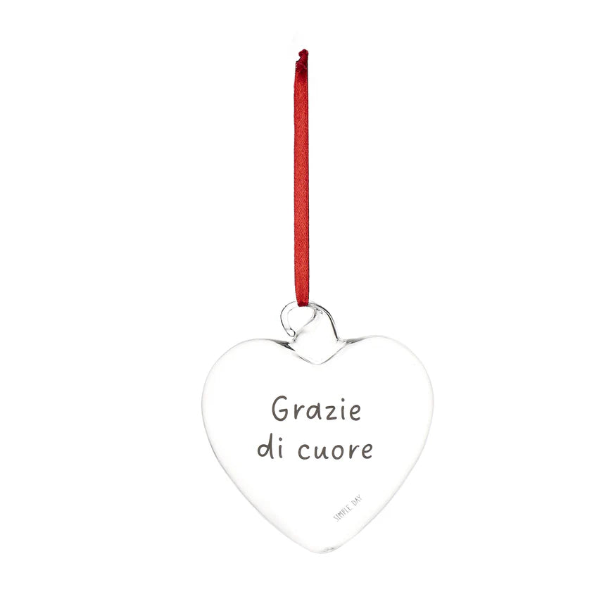 SIMPLE DAY - Pallina Decorativa in Vetro Borosilicato – Decoro Grazie di cuore | 11 cm
