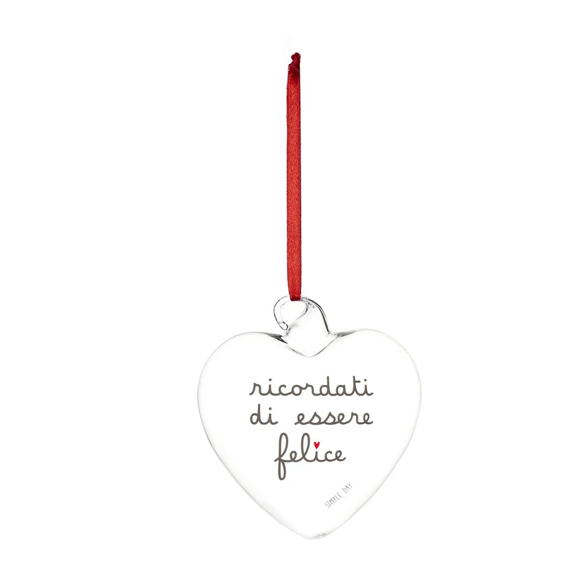 Simple Day Pallina a Cuore in Vetro Borosilicato 11 cm - Ricordati di essere felice