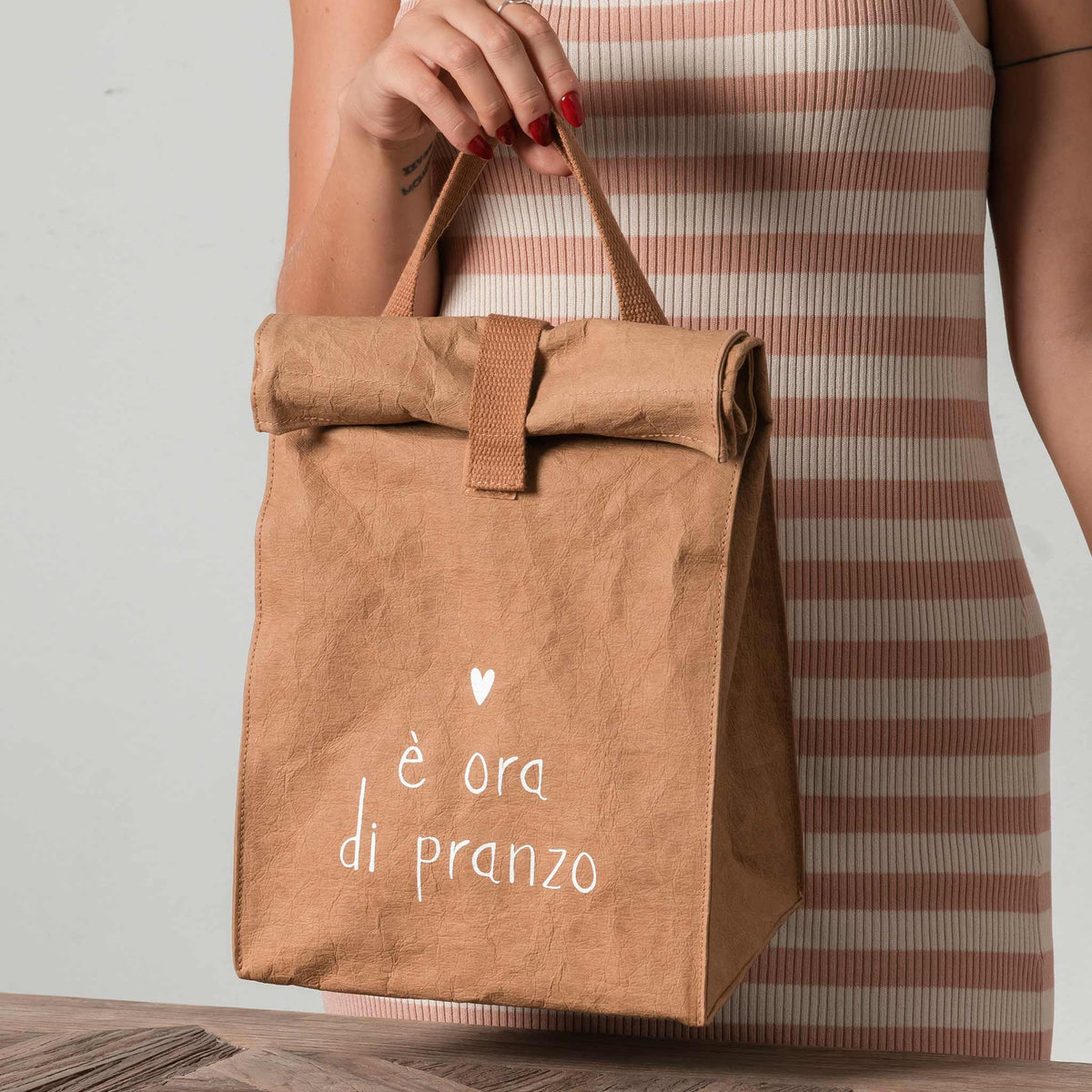 Simple Day Porta-pranzo in fibra di cellulosa Avana E' ora di pranzo 22 × 15 × 36 cm