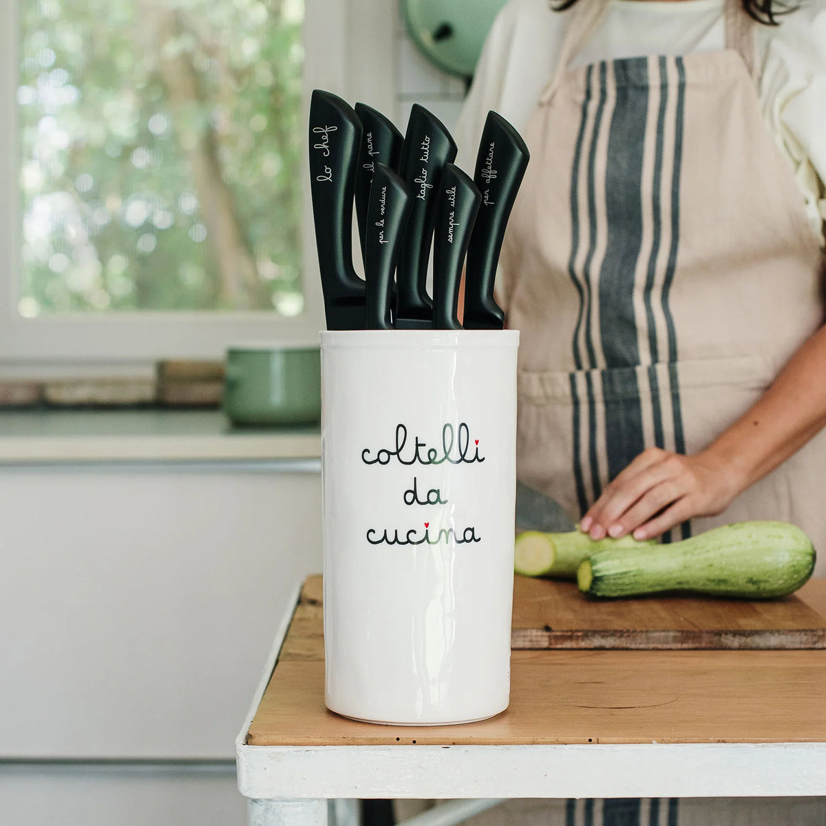 Simple Day Portacoltelli in gres Coltelli da cucina Ø 12,5 × 24 cm