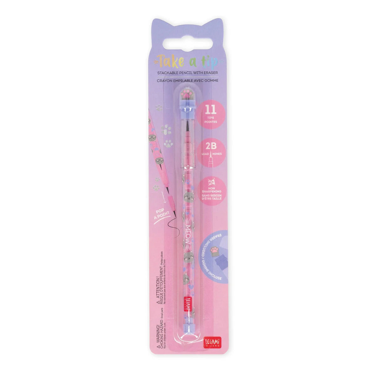 LEGAMI - Take a Tip - Matita Impilabile con Gomma - Kitty