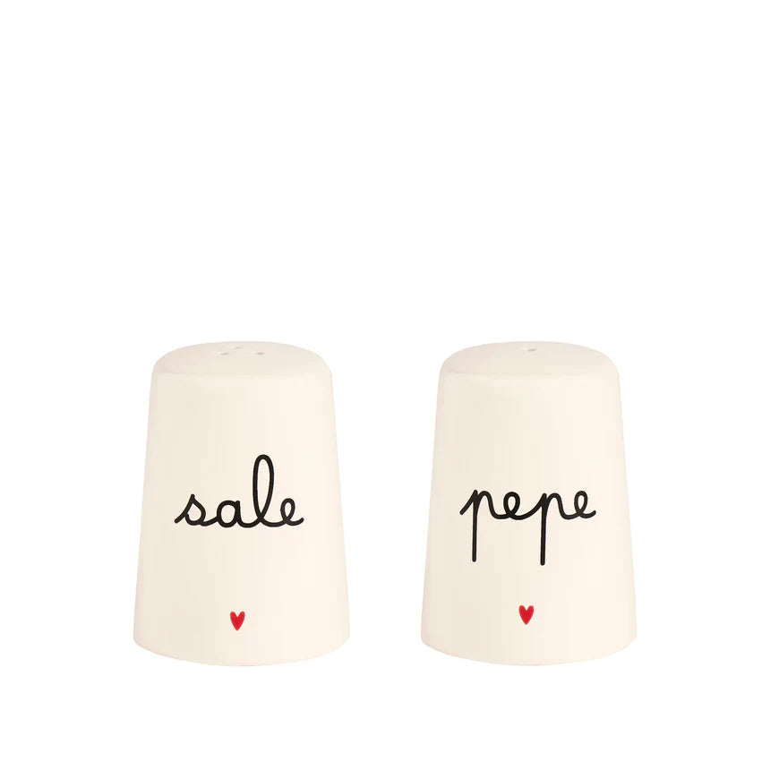 SIMPLE DAY - Set Sale e Pepe in Gres – Decoro Cuore Ø4,4 x h8 cm