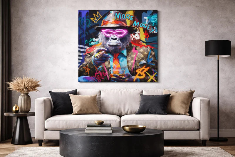 Palais Royal – Quadro LED Monkey, Pop Art, 80x80 cm