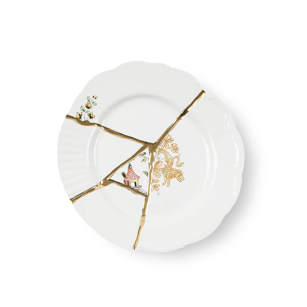 SELETTI PIATTO DA FRUTTA IN PORCELLANA Cm.21 h.2,8 "KINTSUGI-n'3"