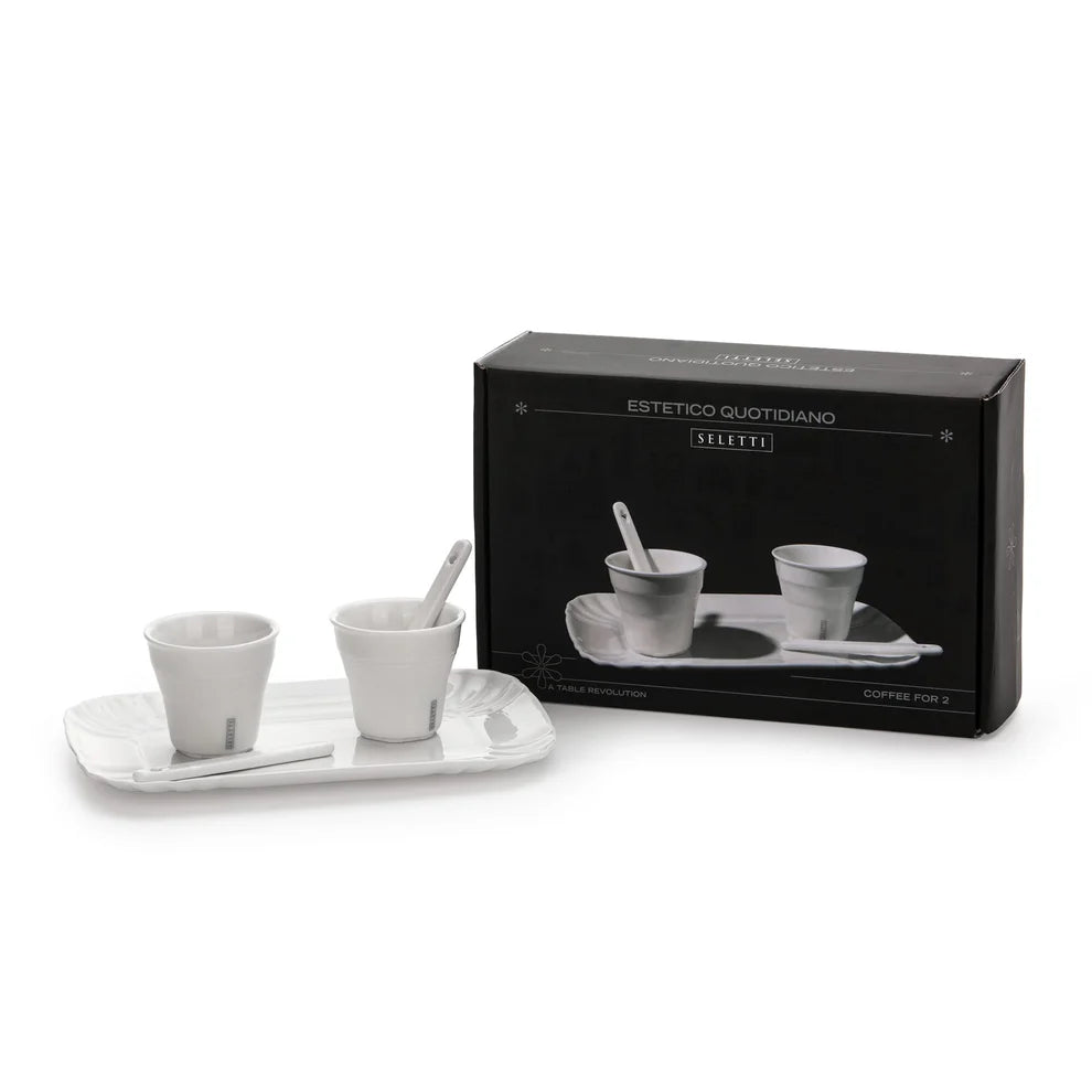SELETTI - SET 2 BICCHIERE CAFFE'+2 PALETTINE+VASSOIO PORCELLANA