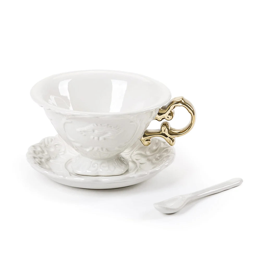 SET DA TE' IN PORCELLANA "I-WARES"  MANICI ORO