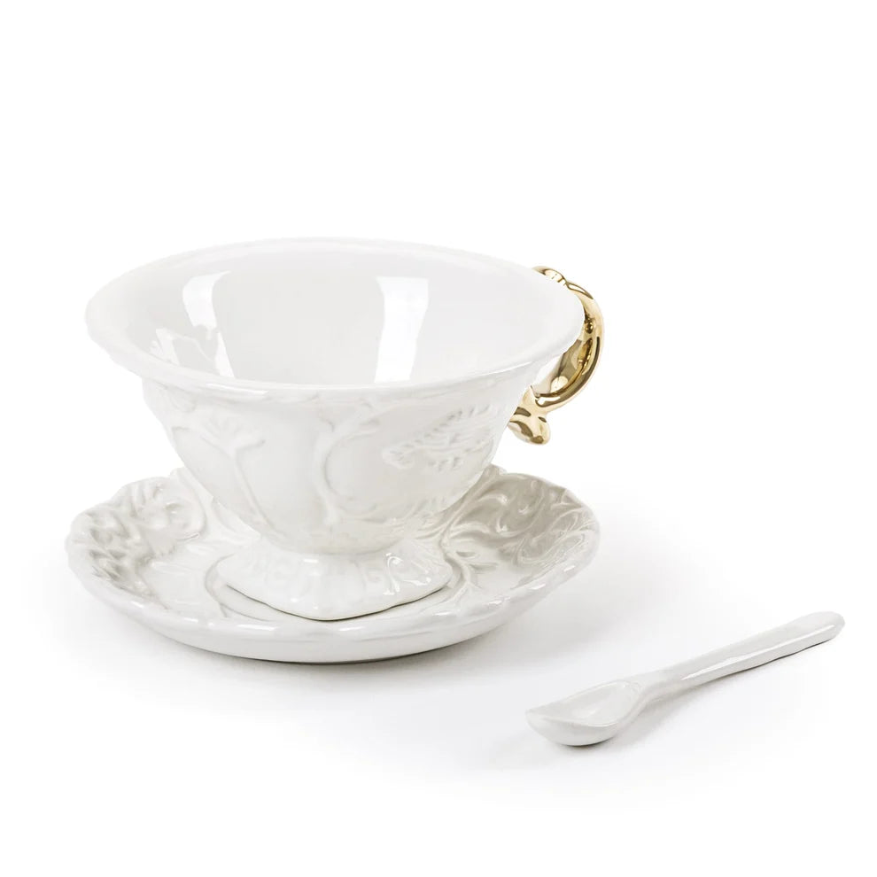 SET DA TE' IN PORCELLANA "I-WARES"  MANICI ORO