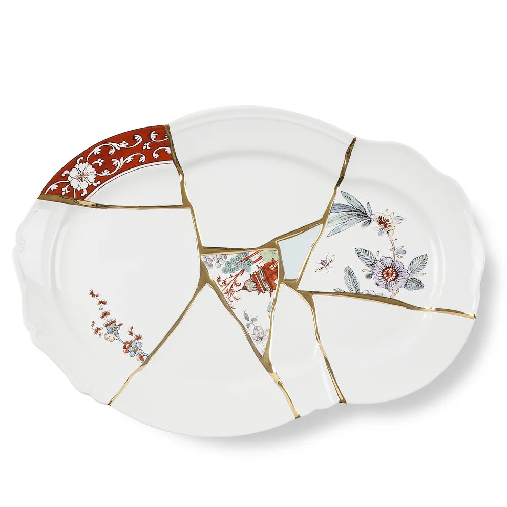 VASSOIO IN PORCELLANA Cm.42,5x29,5 h.3,5 "KINTSUGI"