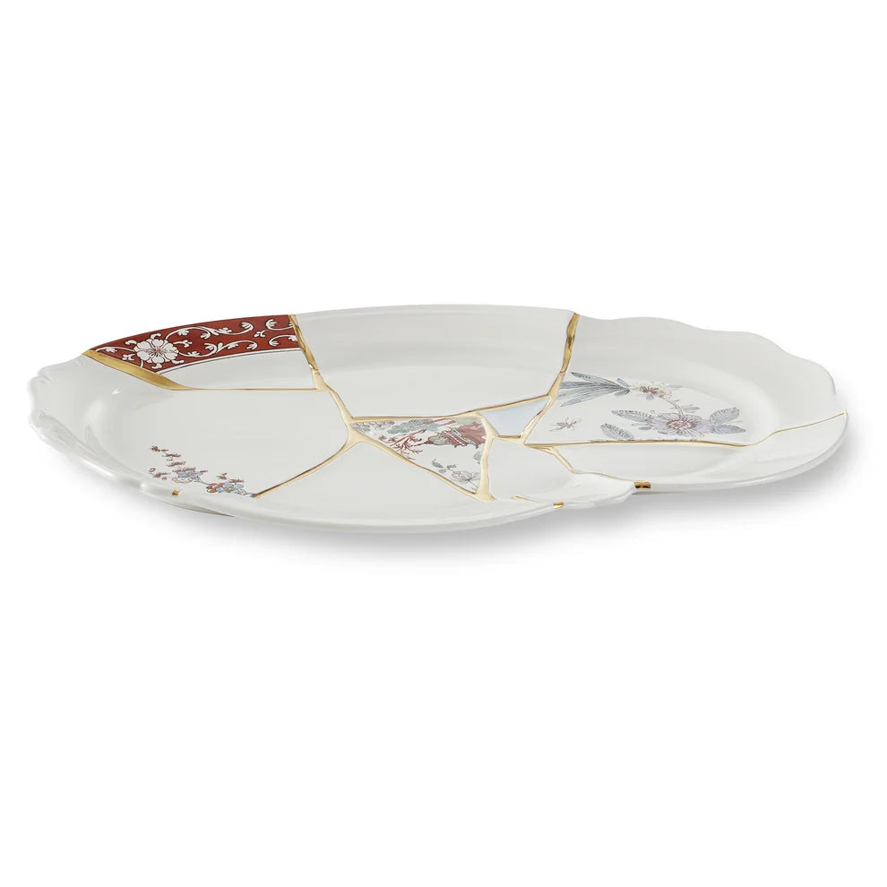 VASSOIO IN PORCELLANA Cm.42,5x29,5 h.3,5 "KINTSUGI"