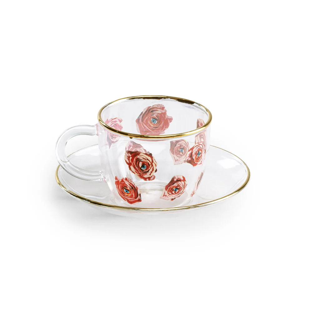 Seletti SET CAFFE IN VETRO "TOILETPAPER" - ROSES